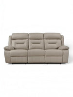TOCO Meubles Sofa inclinable Monroe gris clair en cuir, 3 places, confortable et pratique pour un salon.
