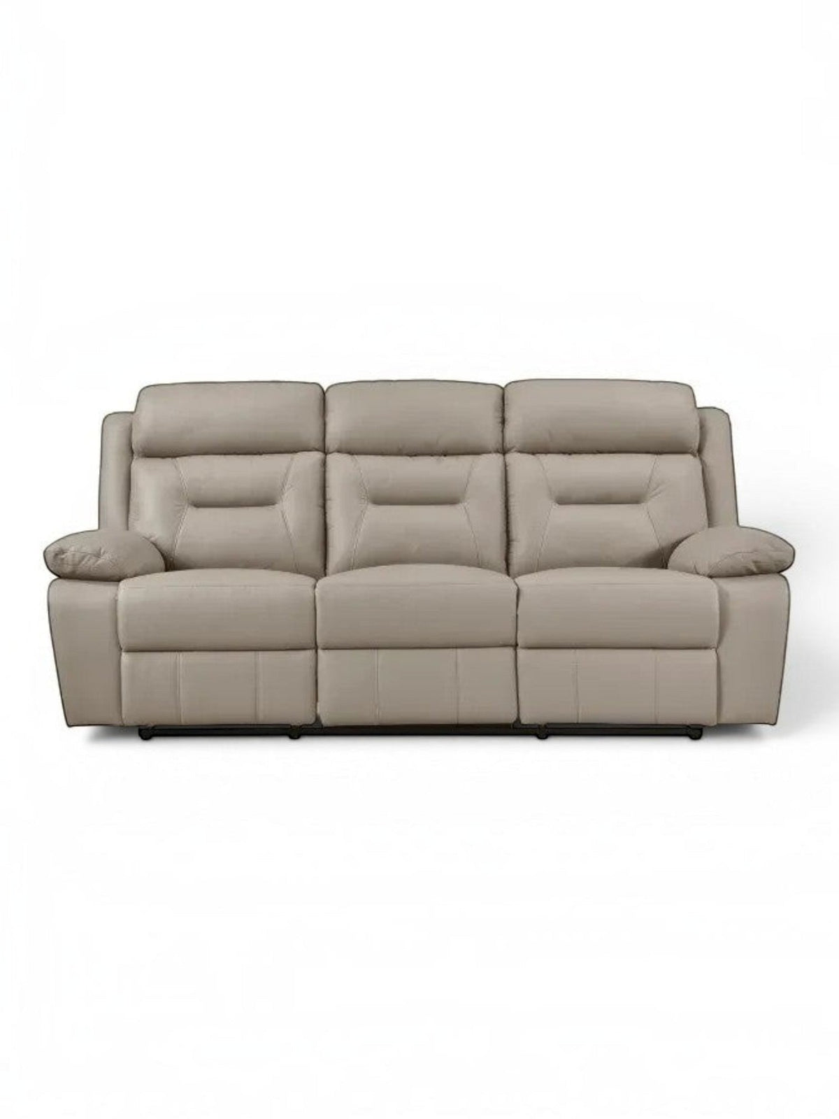 TOCO Meubles Sofa inclinable Monroe gris clair en cuir, 3 places, confortable et pratique pour un salon.