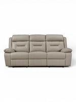 TOCO Meubles Sofa inclinable Monroe gris clair en cuir, 3 places, confortable et pratique pour un salon.