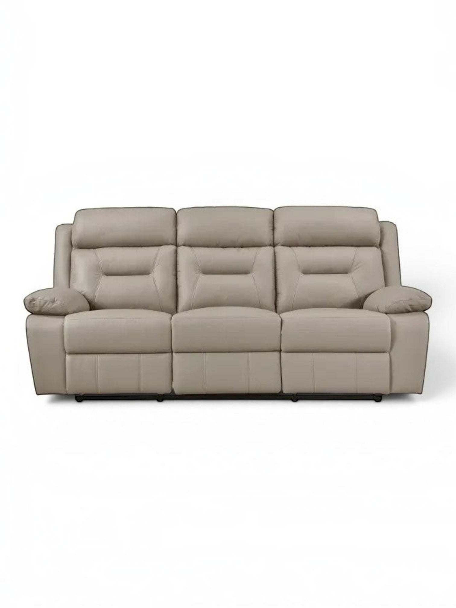 TOCO Meubles Sofa inclinable Monroe gris clair en cuir, 3 places, confortable et pratique pour un salon.