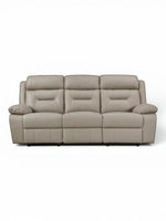 TOCO Meubles Sofa inclinable Monroe gris clair en cuir, 3 places, confortable et pratique pour un salon.