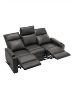 Sofa inclinable 3 places TOCO Meubles en similicuir noir avec porte-gobelets et sièges latéraux inclinables