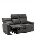 Sofa inclinable 3 places TOCO Meubles en similicuir gris foncé avec porte-gobelets et mécanisme manuel
