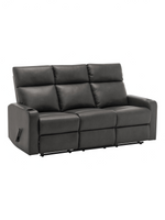Sofa inclinable 3 places TOCO Meubles en similicuir gris foncé avec porte-gobelets et leviers d'inclinaison manuels