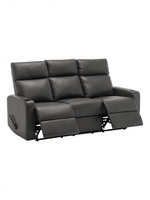 Sofa inclinable 3 places TOCO Meubles en similicuir gris avec porte-gobelets et dossiers confortables