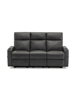 Sofa inclinable 3 places TOCO Meubles en similicuir gris foncé avec porte-gobelets intégrés et design contemporain