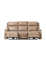 Sofa inclinable TOCO Meubles Lewis taupe à trois places avec deux sections électriques et ports USB intégrés