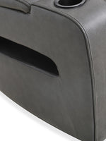 TOCO Meubles - Sofa inclinable Warren gris foncé en similicuir avec porte-gobelet et rangement latéral.