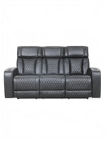 TOCO Meubles Sofa inclinable Warren gris foncé capitonné avec porte-gobelets, idéal pour un salon.