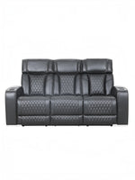 TOCO Meubles Sofa inclinable Warren gris foncé capitonné avec porte-gobelets, idéal pour un salon.