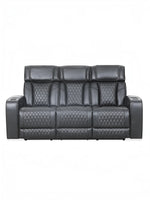 TOCO Meubles Sofa inclinable Warren gris foncé capitonné avec porte-gobelets, idéal pour un salon.