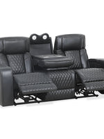TOCO Meubles Sofa inclinable Warren noir capitonné avec porte-gobelets et haut-parleurs intégrés