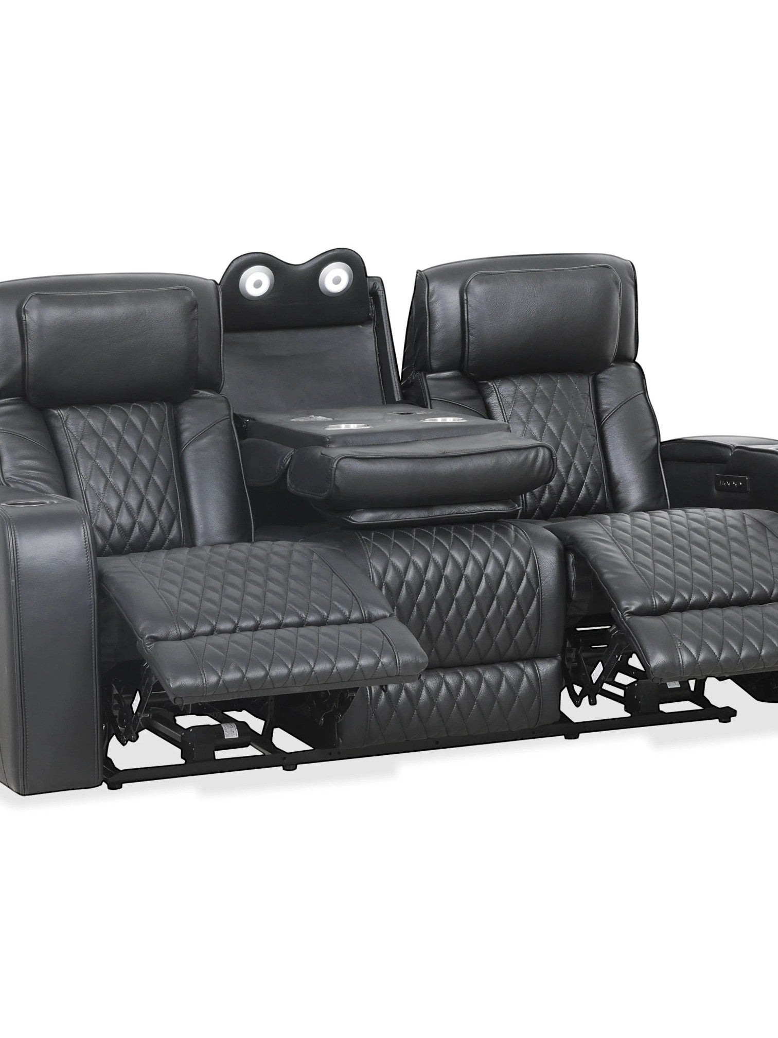 TOCO Meubles Sofa inclinable Warren noir capitonné avec porte-gobelets et haut-parleurs intégrés