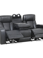 TOCO Meubles Sofa inclinable Warren noir capitonné avec porte-gobelets et haut-parleurs intégrés