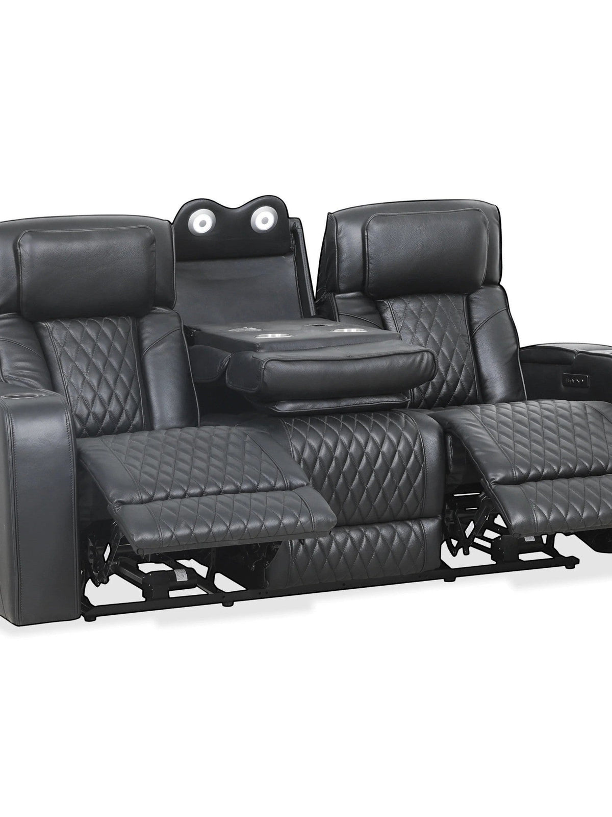 TOCO Meubles Sofa inclinable Warren noir capitonné avec porte-gobelets et haut-parleurs intégrés