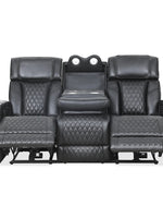 TOCO Meubles Sofa inclinable Warren noir en cuir avec porte-gobelets et accoudoirs capitonnés.