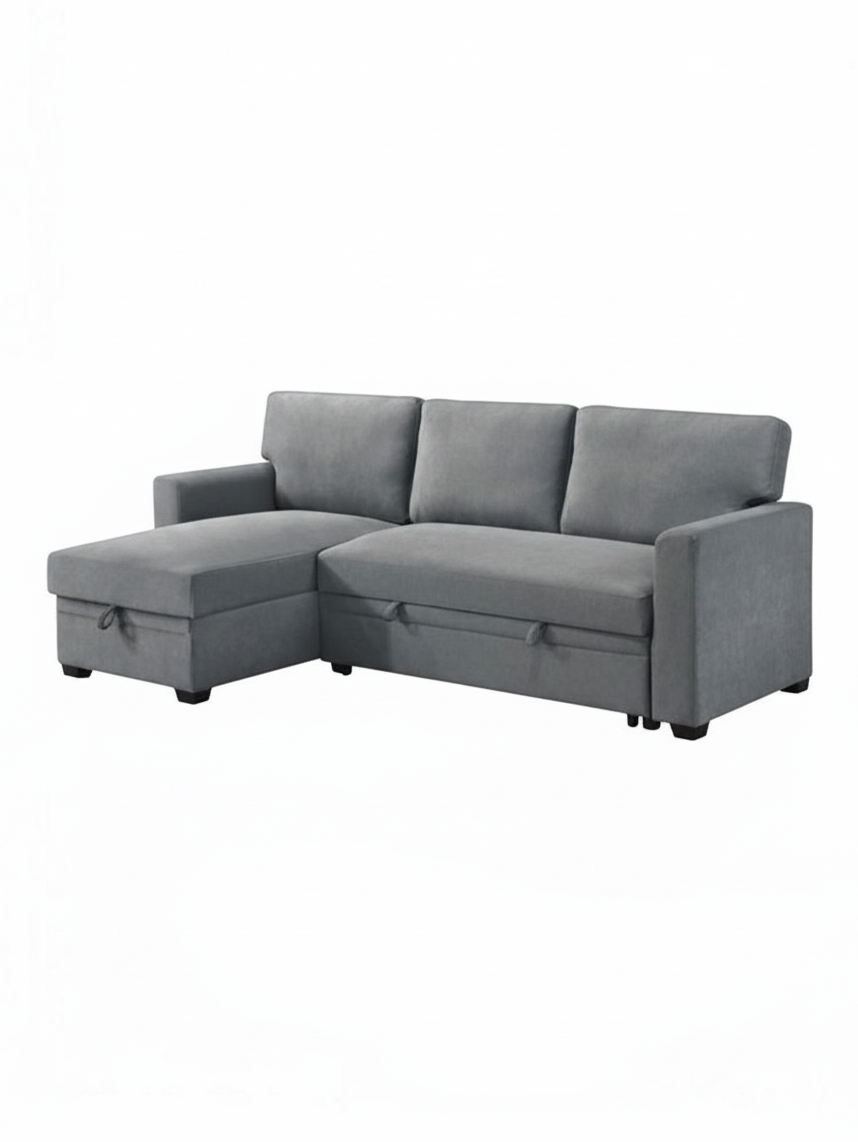 Sofa-lit d'angle Teni gris par TOCO Meubles avec méridienne et fonction convertible pour un salon confortable