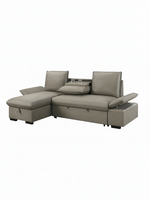 Sofa-lit d'angle Nia TOCO Meubles gris taupe avec méridienne, tablette centrale et porte-gobelets intégrés