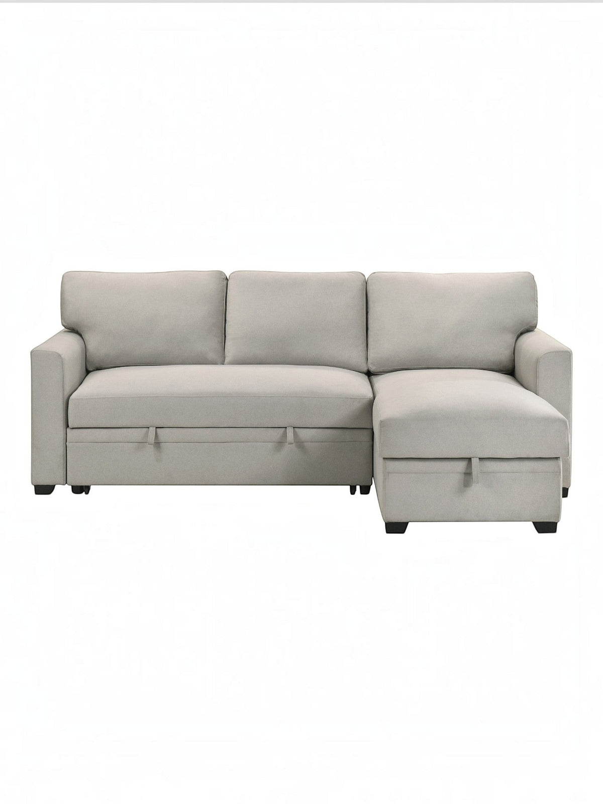Sofa-lit d'angle Teni de TOCO Meubles en tissu gris clair avec méridienne et fonction convertible