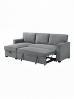 Sofa-lit Teni gris TOCO Meubles avec méridienne et mécanisme convertible déployé pour un confort optimal
