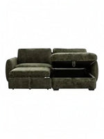 TOCO Meubles Sofa-Lit Morgan vert foncé, sectionnel avec rangement intégré et lit escamotable, tissu texturé.