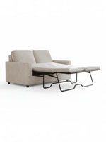 Sofa-lit Nuru beige de TOCO Meubles, causeuse deux places convertible en lit avec structure métallique apparente