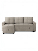 Sofa-lit réversible Jordan de TOCO Meubles en tissu gris texturé avec méridienne et coffre de rangement intégré