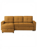 Sofa-lit réversible Jordan de TOCO Meubles en tissu texturé couleur moutarde avec méridienne et assise capitonnée