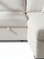 Sofa-lit sectionnel beige TOCO Meubles avec mécanisme de couchage coulissant et texture en tissu tissé
