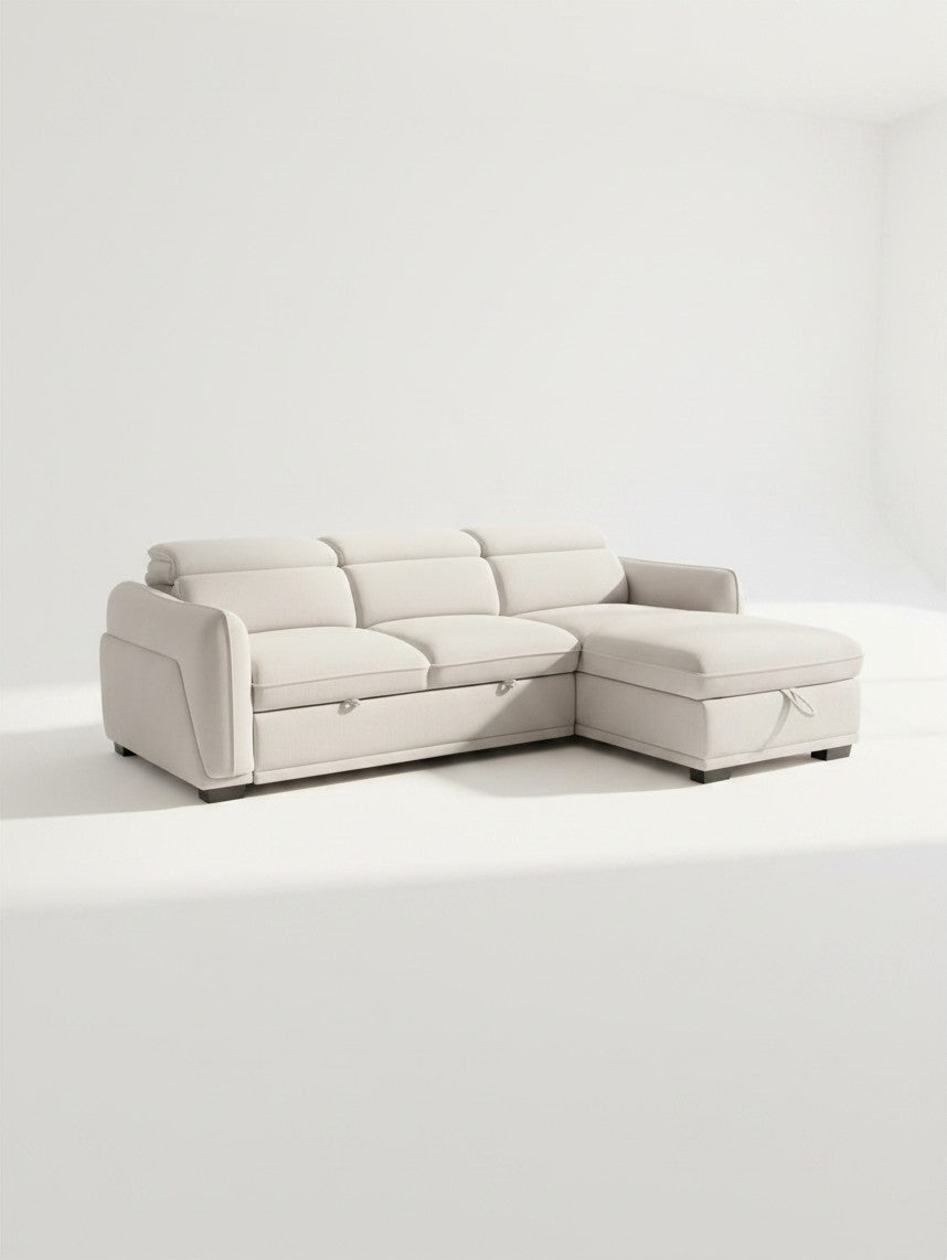 Sofa-lit sectionnel Terra beige de TOCO Meubles avec méridienne et fonction convertible