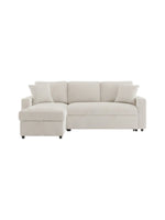Sofa-lit sectionnel Alix beige de TOCO Meubles avec méridienne réversible, coffre de rangement et deux coussins