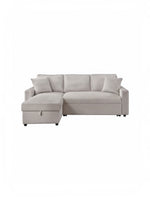 Sofa-lit sectionnel beige TOCO Meubles avec méridienne de rangement réversible et deux coussins décoratifs