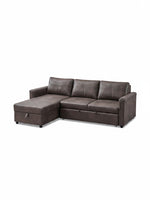 Sofa-lit sectionnel Eden TOCO Meubles en tissu brun avec méridienne et fonction convertible