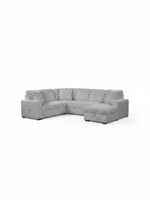 Sofa-lit sectionnel Célio gris en velours côtelé avec méridienne, proposé par TOCO Meubles