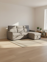 Sofa-lit sectionnel Olympe gris de TOCO Meubles avec méridienne réversible dans un salon moderne et lumineux