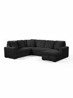 Sofa-lit sectionnel noir TOCO Meubles en tissu texturé avec méridienne et fonction convertible