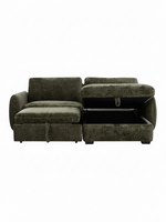 Sofa-lit sectionnel Morgan de TOCO Meubles en tissu vert olive avec méridienne réversible et coffre de rangement