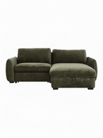 Sofa-lit sectionnel Morgan de TOCO Meubles en tissu vert olive avec méridienne réversible et rangement intégré