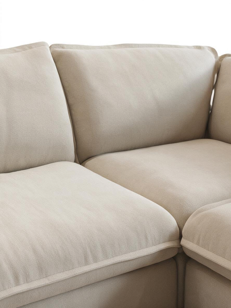 Sofa modulaire Luna 5 morceaux avec ottoman en tissu beige par TOCO Meubles, design contemporain et confortable
