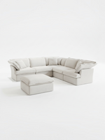Sofa modulaire TOCO Meubles Luna blanc 5 morceaux avec ottoman assorti et coussins confortables