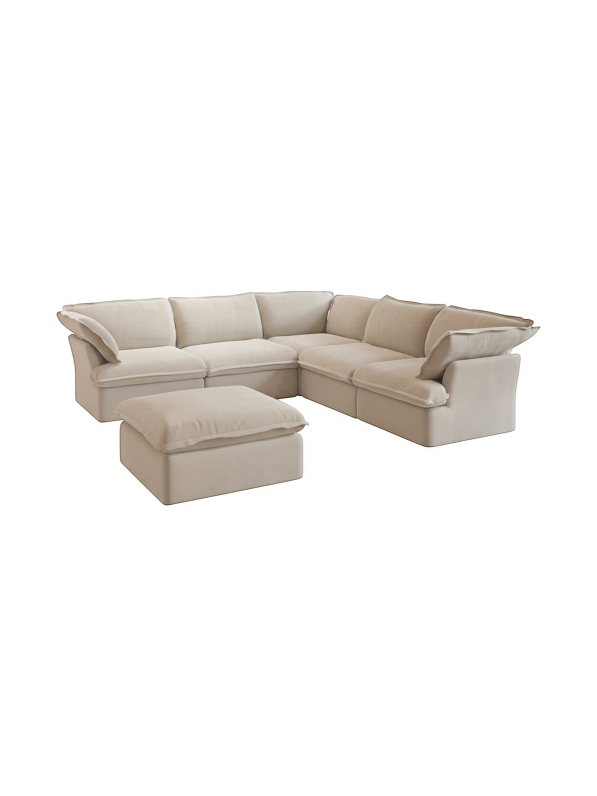 Sofa modulaire Luna 5 morceaux avec ottoman en tissu beige de TOCO Meubles