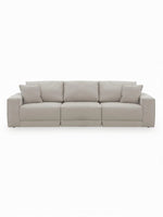 Sofa modulaire Soris de TOCO Meubles en tissu beige clair avec trois places et coussins décoratifs