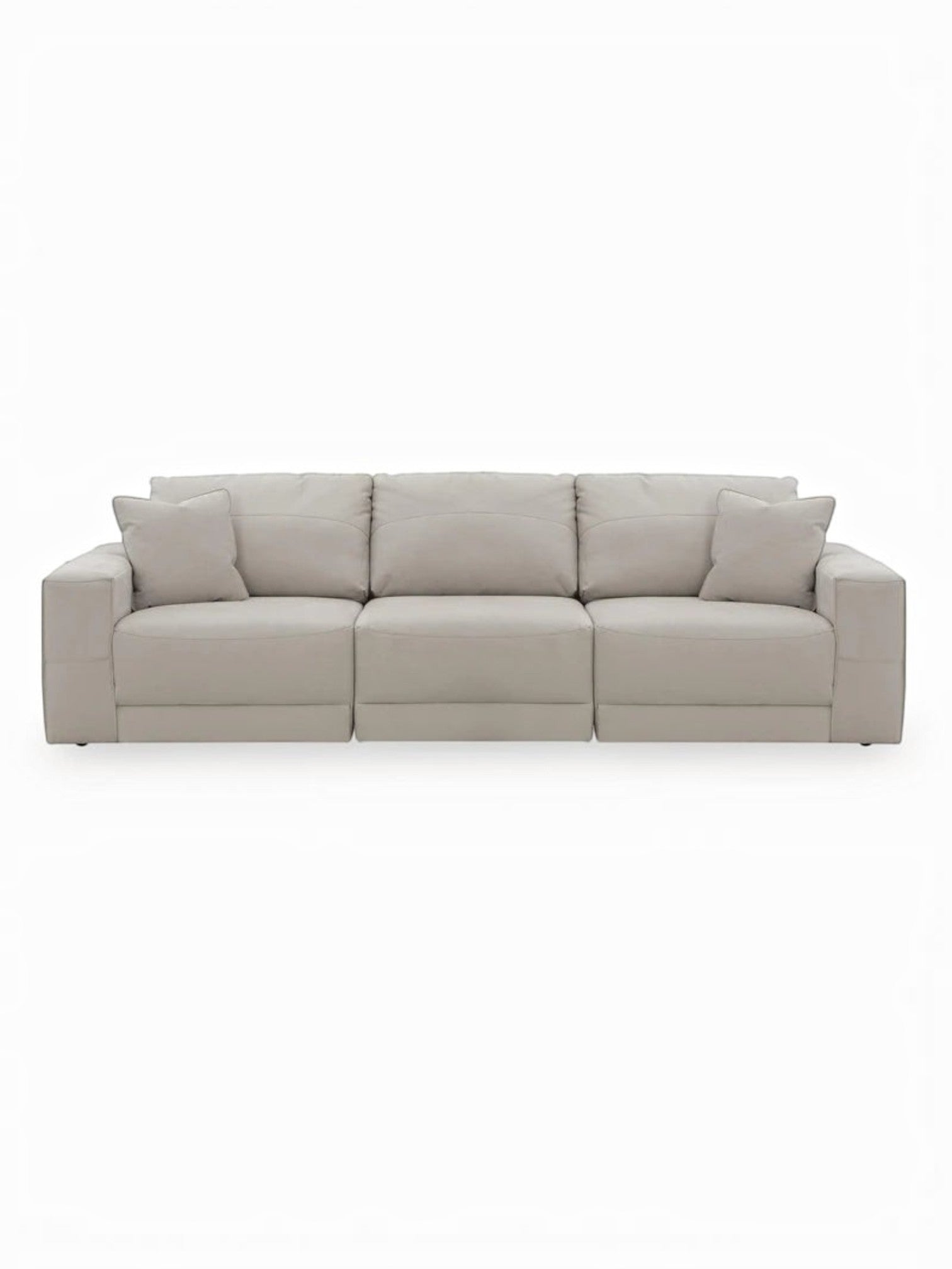 Sofa modulaire Soris de TOCO Meubles en tissu beige clair avec trois places et coussins décoratifs
