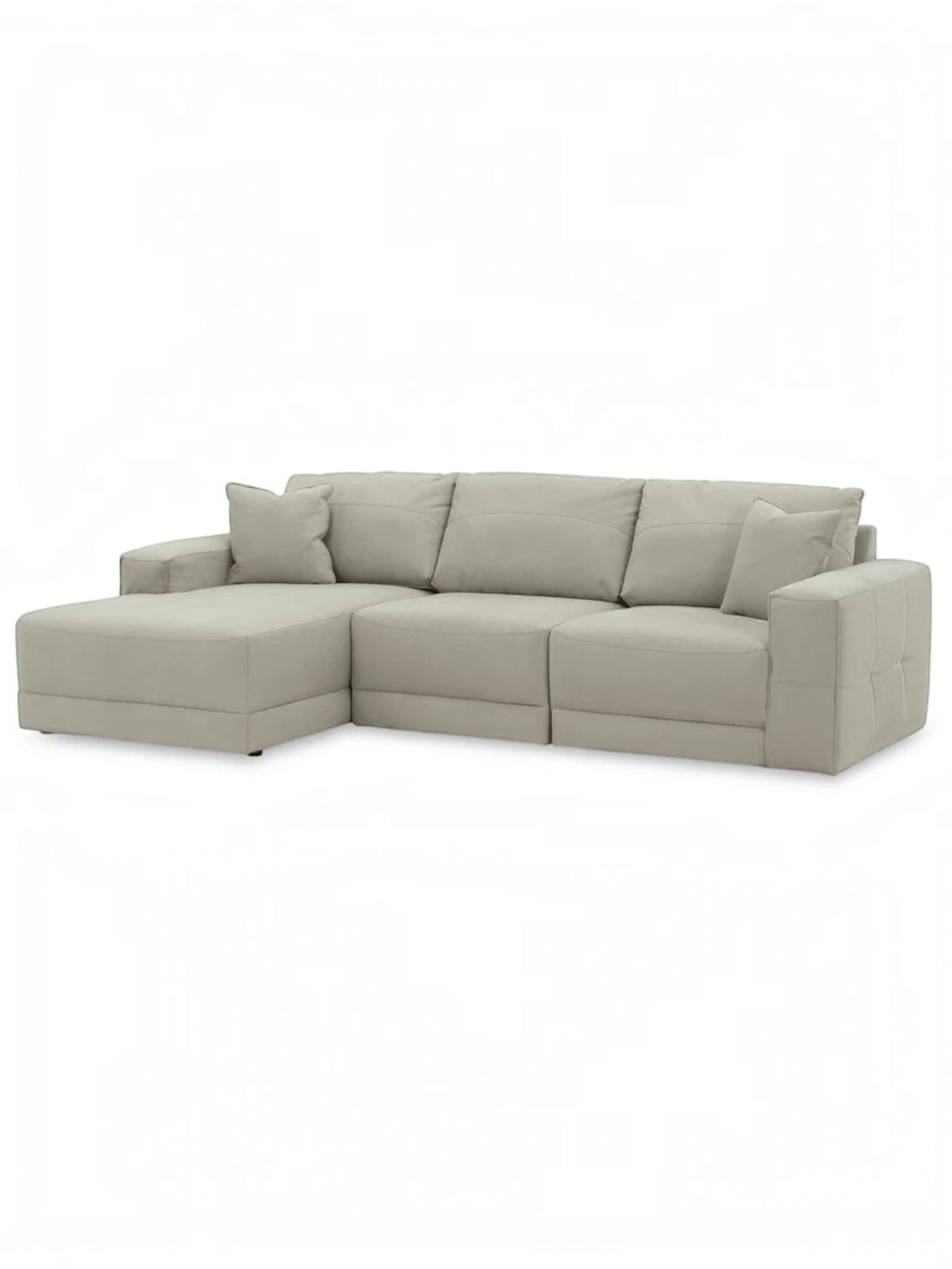 Sofa modulaire Soris de TOCO Meubles en tissu beige avec méridienne et coussins décoratifs