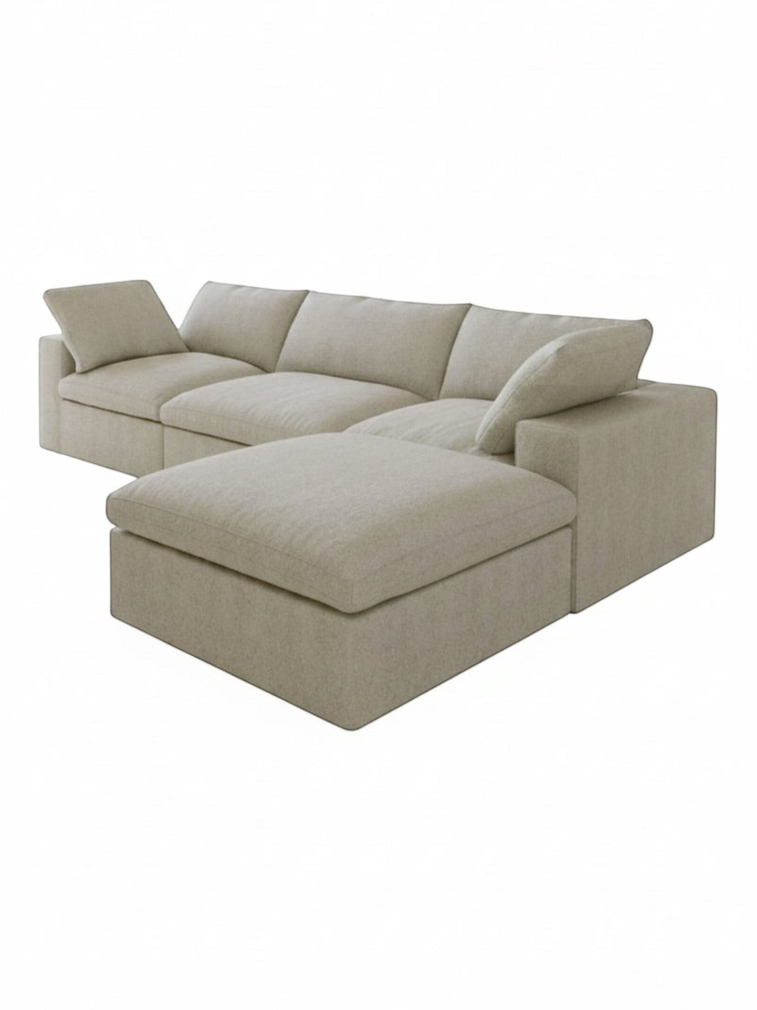 Sofa modulaire Kosy de TOCO Meubles en tissu beige avec méridienne, design moderne et confortable
