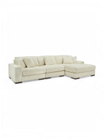 Sofa modulaire Manoa TOCO Meubles en velours côtelé blanc cassé avec méridienne et coussins assortis