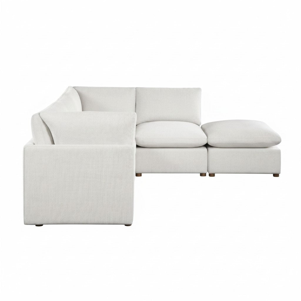 Sofa modulaire d'angle TOCO Meubles Montrose en tissu chenille beige avec pouf assorti et assise profonde