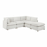 Sofa modulaire d'angle TOCO Meubles Montrose en chenille beige avec pouf assorti et assise profonde confortable