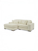 Sofa modulaire TOCO Meubles Manoa en tissu côtelé blanc cassé avec méridienne et coussins assortis