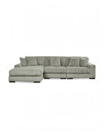 Sofa modulaire Manoa TOCO Meubles en tissu côtelé gris avec méridienne et coussins décoratifs assortis